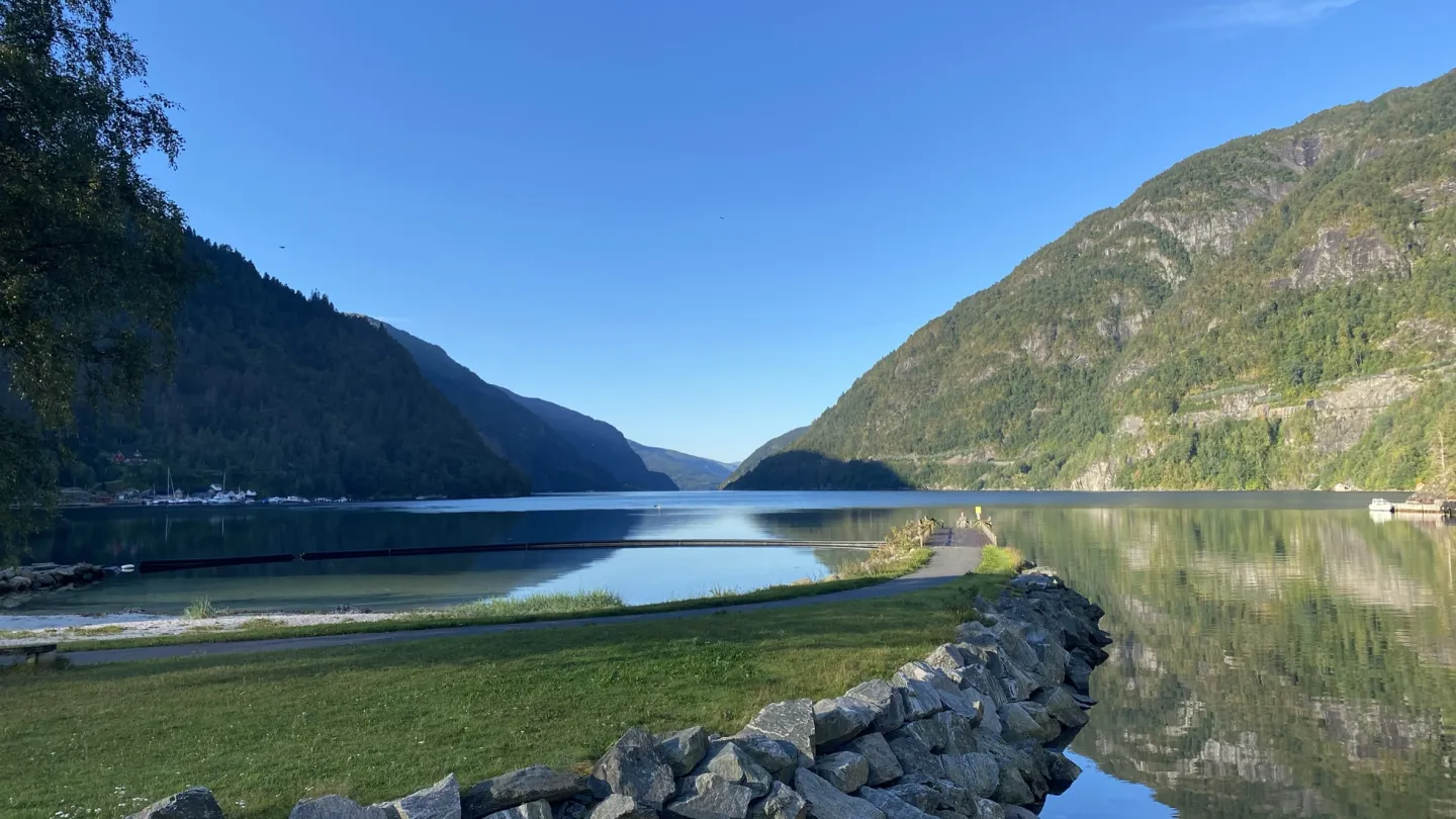 Fjordparken i granvin, utsikt mot granvinsfjorden